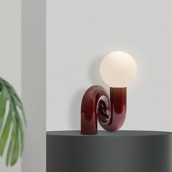 Lampe à Poser Design LED Rouge avec Boule Verre Mao