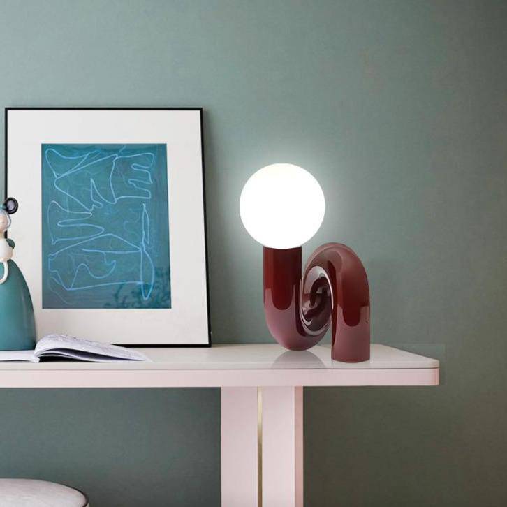 Lampe à Poser Design LED Rouge avec Boule Verre Mao