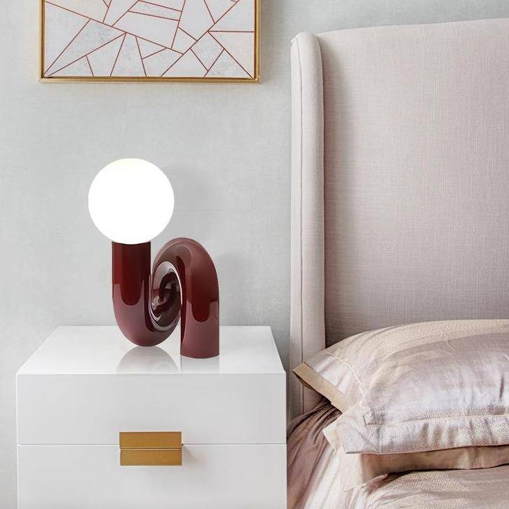 Lampe à Poser Design LED Rouge avec Boule Verre Mao