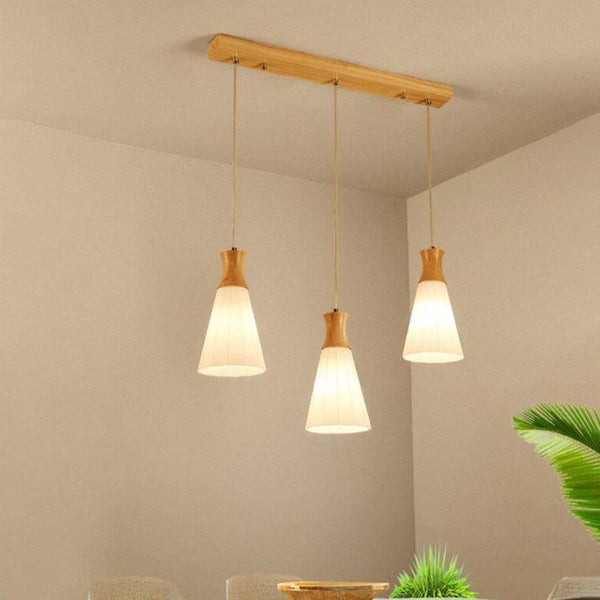 Suspension LED blanche et bois - Design scandinave