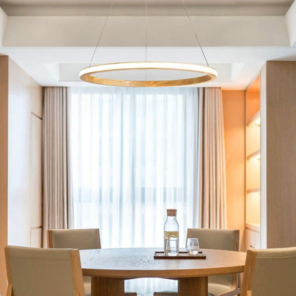 Suspension LED Ibarne en bois lumineux