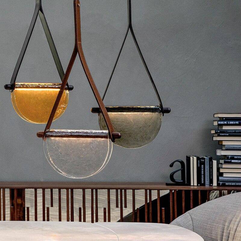 Suspension LED Creative en Demi-Cercle Verre