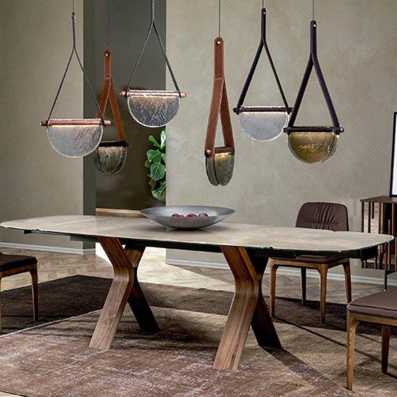 Suspension LED Creative en Demi-Cercle Verre
