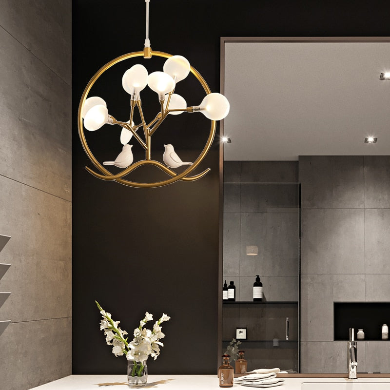 Lustre Rhym - Design Moderne avec Arbre et Oiseaux