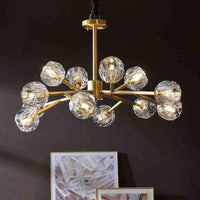 Lustre Luxe LED doré avec boule en cristal
