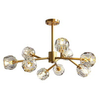 Lustre Luxe LED doré avec boule en cristal