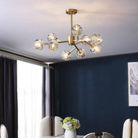 Lustre Luxe LED doré avec boule en cristal
