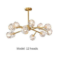 Lustre Luxe LED doré avec boule en cristal