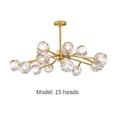 Lustre Luxe LED doré avec boule en cristal