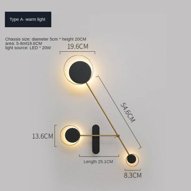 Applique murale design Loft LED - Disques noirs