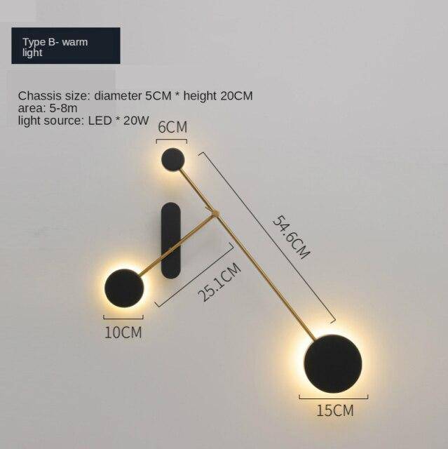 Applique murale design Loft LED - Disques noirs