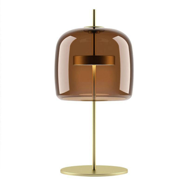 Lampe à poser Design LED Doré - Abat-Jour Verre Rétro
