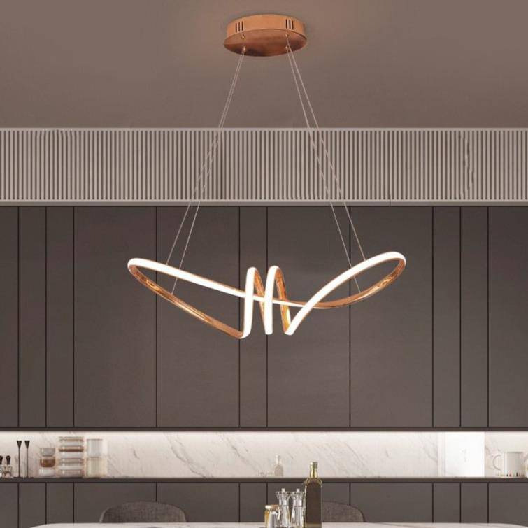 Lustre Néo en spirales dorées LED