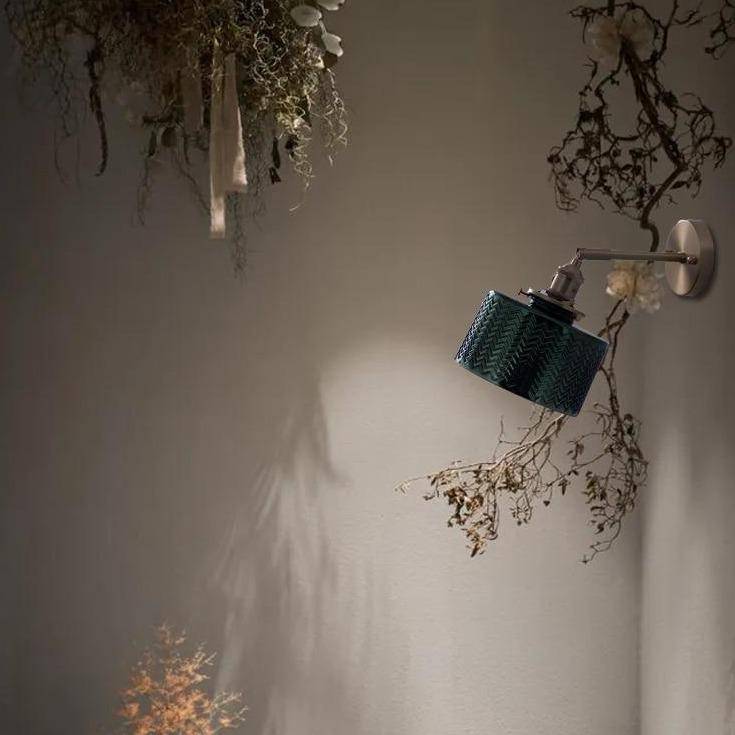 Applique murale design dorée LED en verre vintage