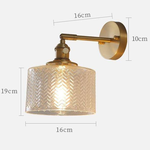 Applique murale design dorée LED en verre vintage