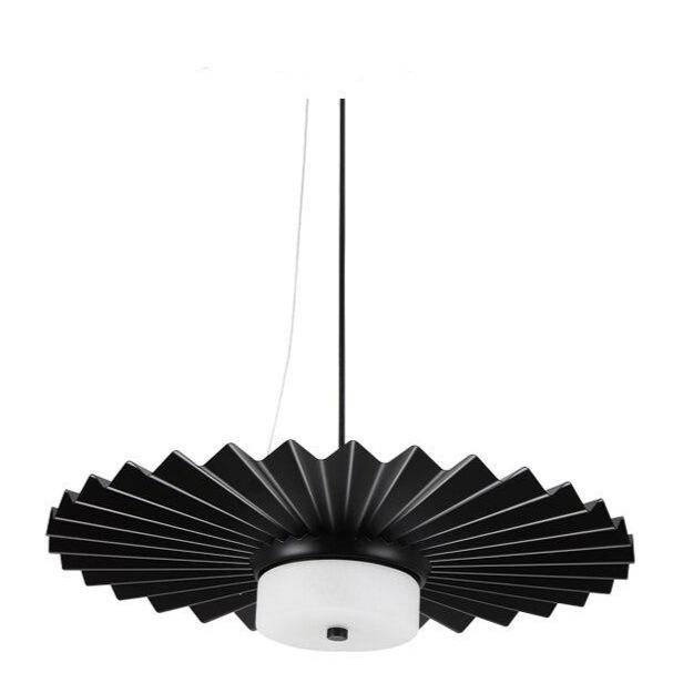 Suspension LED Loft en métal plissé noir