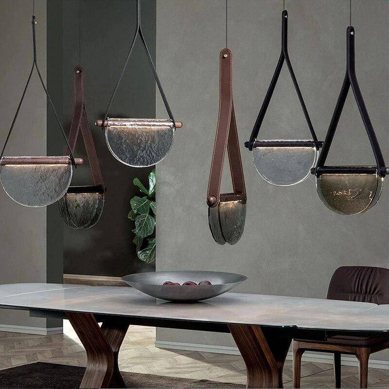 Suspension LED demi-cercle en verre Creative Design.