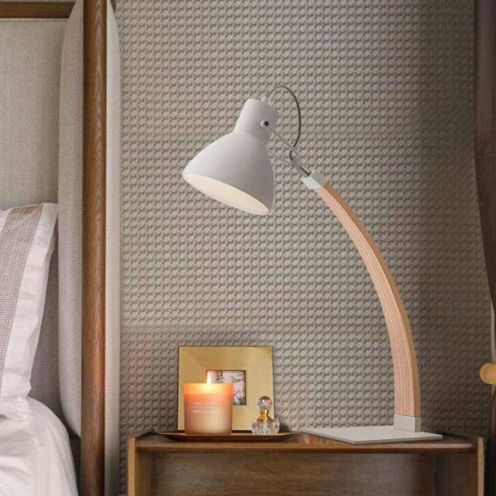 Lampe à poser design en bois et métal LED Loft