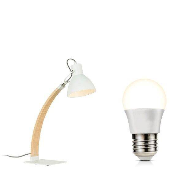 Lampe à poser design en bois et métal LED Loft