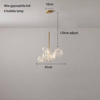 Suspension design en métal doré avec LED et boules en verre de luxe