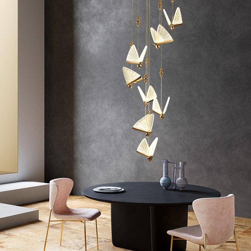 Suspension LED Butterfly en verre