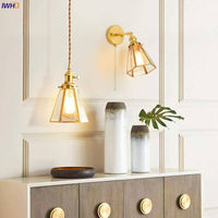 Suspension Vintage à LED dorée et verre cage