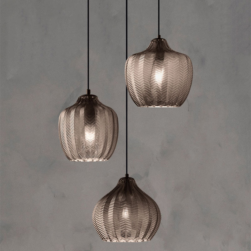 Suspension Guezra en verre fumé - Design contemporain