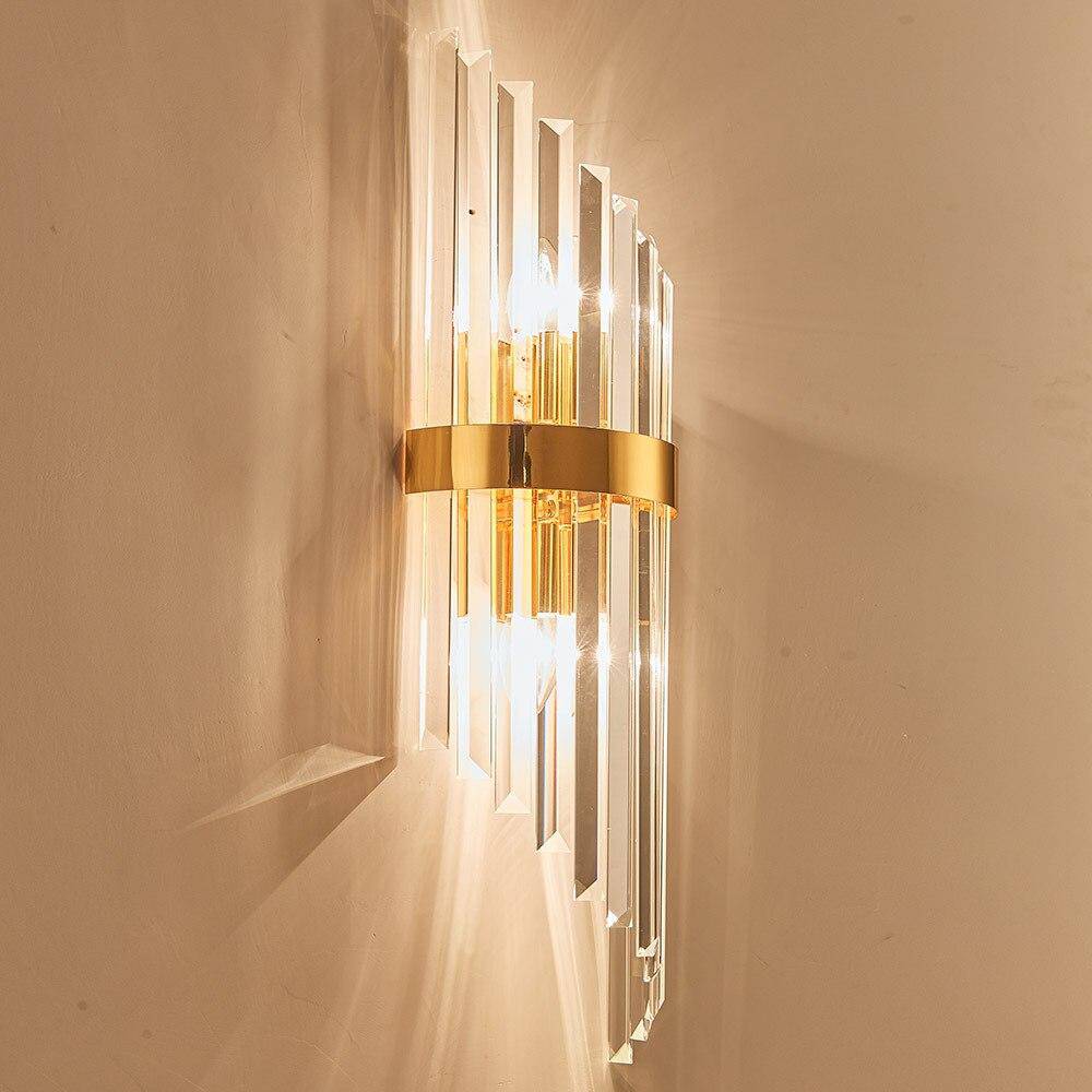 Applique murale LED dorée en verre cristal Luxury Glow
