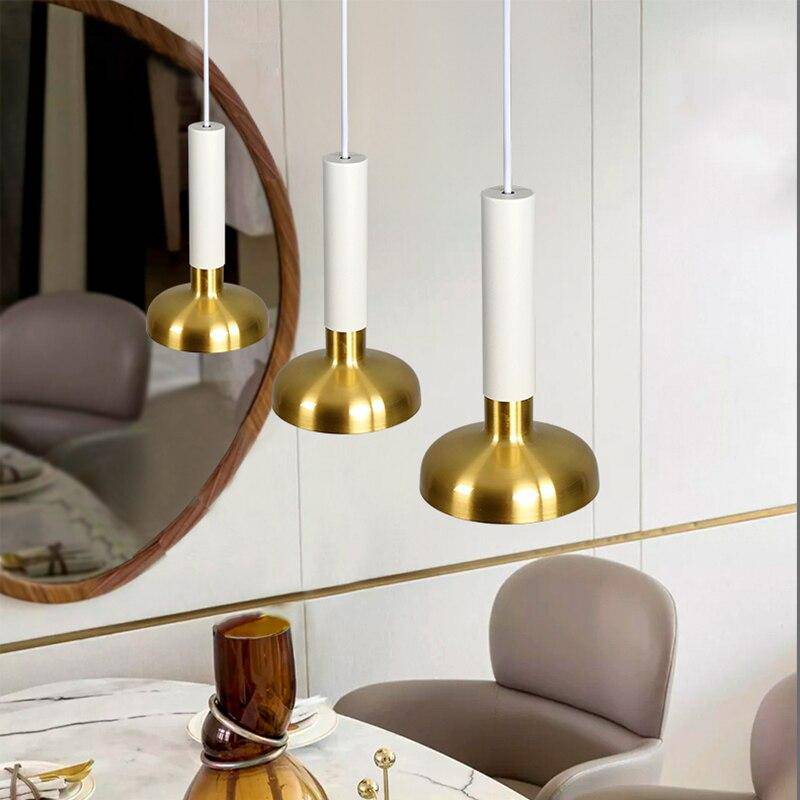 Suspension Design Luxe LED Cylindre & Abat-jour Doré