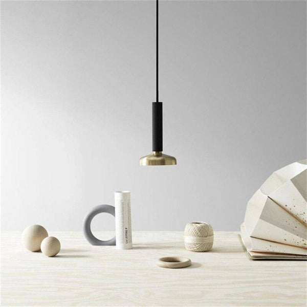 Suspension Design Luxe LED Cylindre & Abat-jour Doré