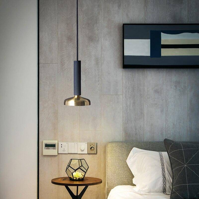 Suspension Design Luxe LED Cylindre & Abat-jour Doré