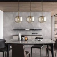 Suspension LED en verre ambré - Design Industriel