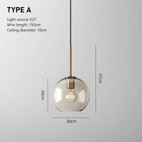 Suspension LED en verre ambré - Design Industriel