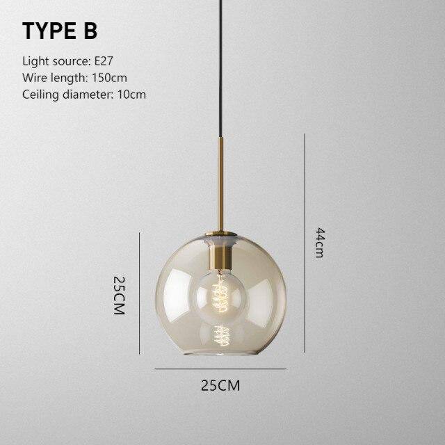 Suspension LED en verre ambré - Design Industriel