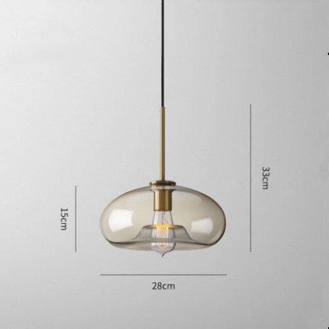 Suspension LED en verre ambré - Design Industriel