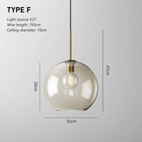 Suspension LED en verre ambré - Design Industriel