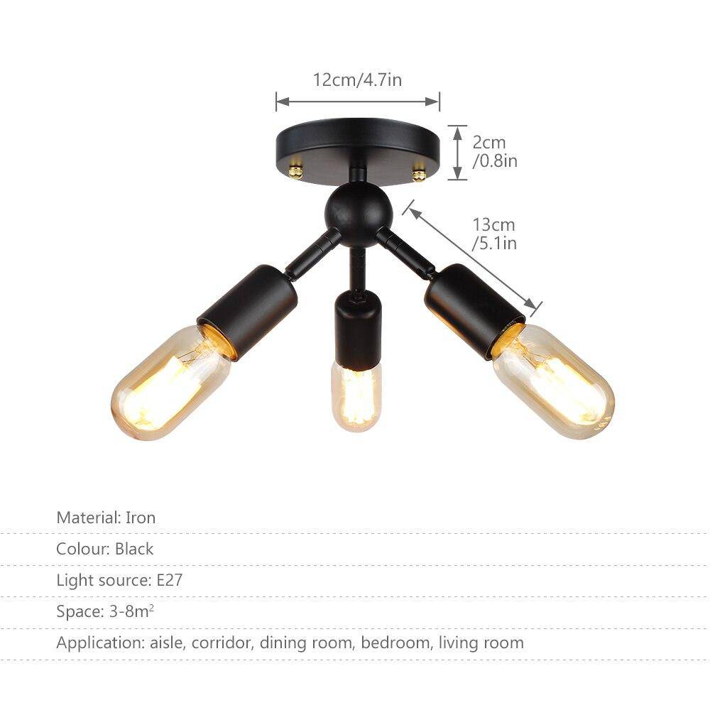 Plafonnier LED Noir à 3 Lampes Industrielles