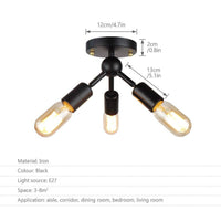 Plafonnier LED Noir à 3 Lampes Industrielles