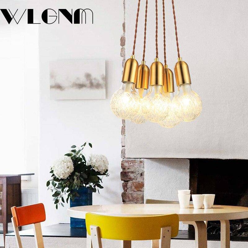 Suspension LED dorée avec ampoule rétro en cristal