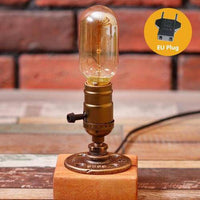 Lampe à poser rétro LED en bois avec ampoule Edison - Style Loft Country