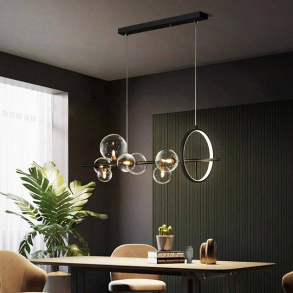 Suspension LED Loft avec sphères en verre variées