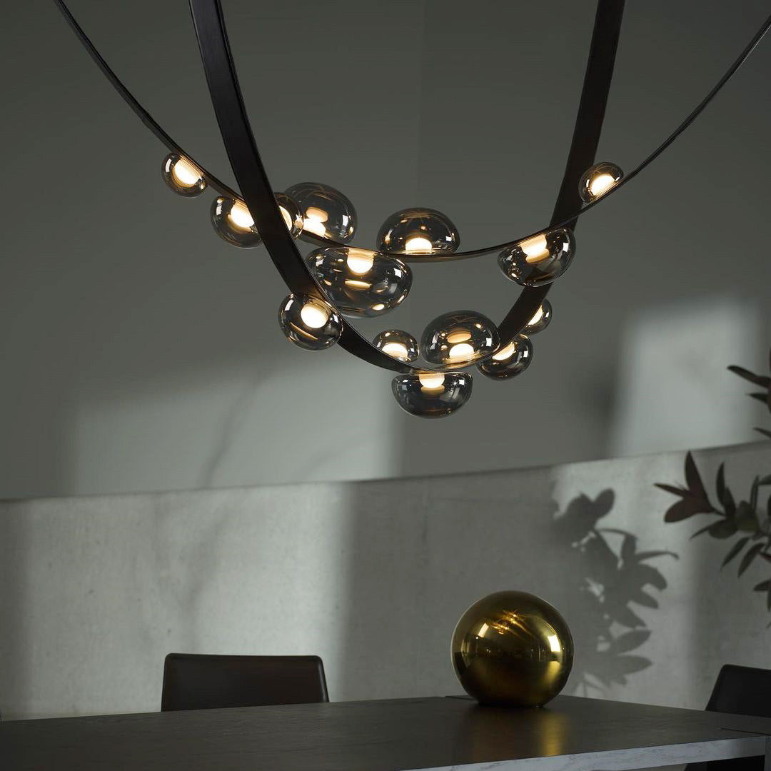 Lustre Luna en verre et métal, design moderne