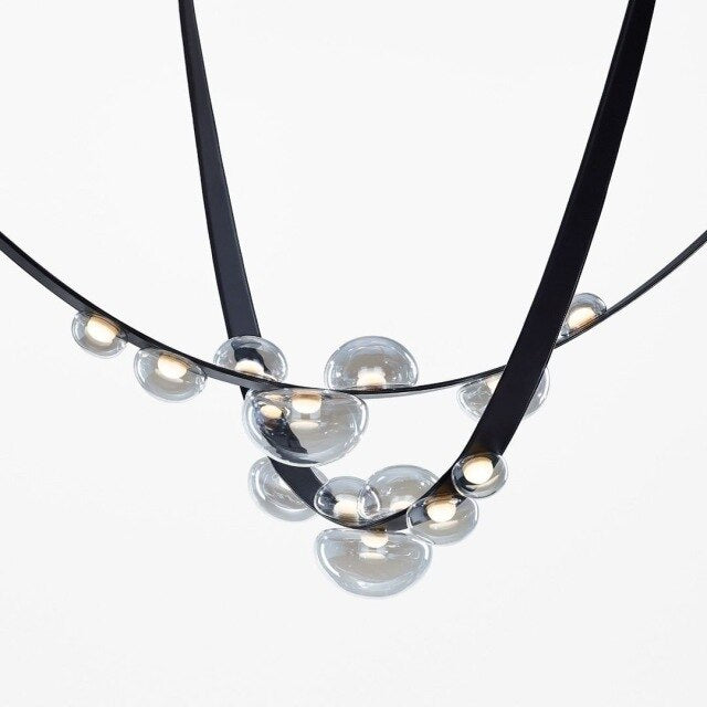 Lustre Luna en verre et métal, design moderne