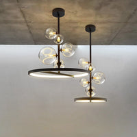 Lustre LED circulaire Romane en métal noir