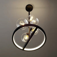 Lustre LED circulaire Romane en métal noir