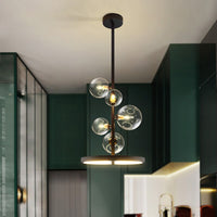 Lustre LED circulaire Romane en métal noir