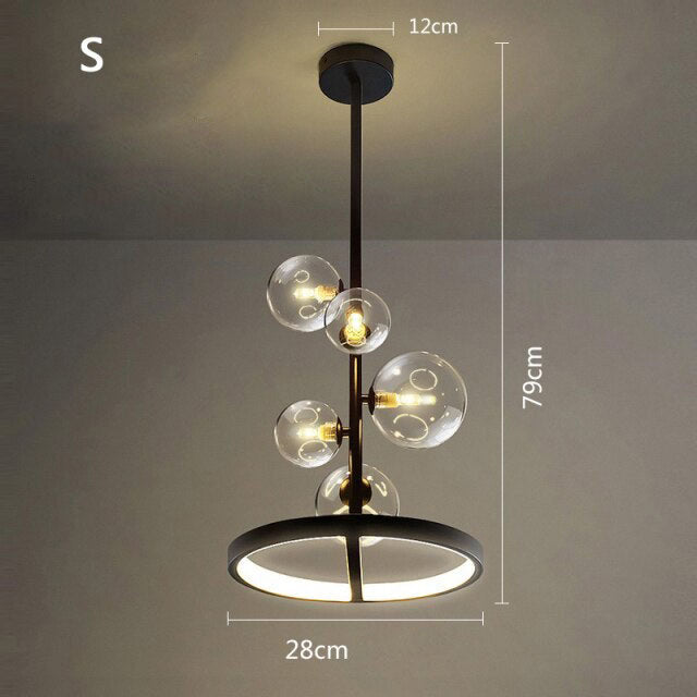 Lustre LED circulaire Romane en métal noir