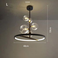Lustre LED circulaire Romane en métal noir