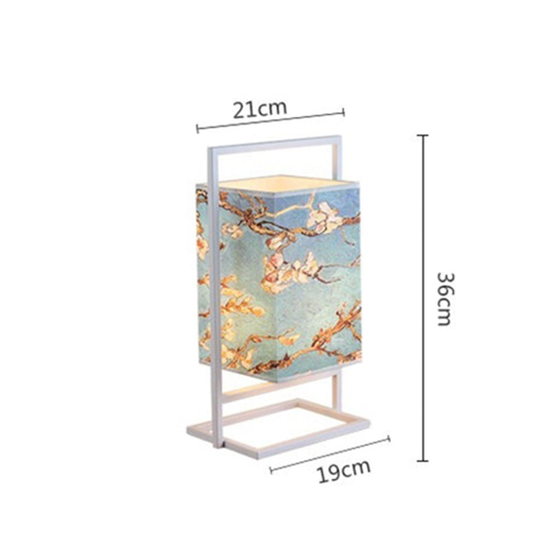 Lampe de bureau rétro blanche en tissu et métal Miot