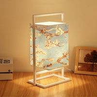 Lampe de bureau rétro blanche en tissu et métal Miot